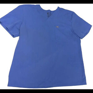 Figs Preppy Comfort Trendy Medical Surgical Tech Scrub Top Light Blue XL